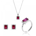 Enora Zilver 925 Set: Ketting + Oorbellen + Ring SET-7425/RU