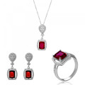 Enora Zilver 925 Set: Ketting + Oorbellen + Ring SET-7426/RU