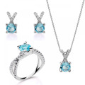 Maya Zilver 925 Set: Ketting + Oorbellen + Ring SET-7478/AQ