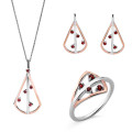 Sacha Zilver 925 Set: Ketting + Oorbellen + Ring SET-7496