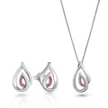 Dazzle Zilver 925 Set: Ketting-Hanger + Oorbellen SET-7518/R