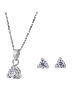 Zilver 925 Set: Ketting-Hanger + Oorbellen SET-005