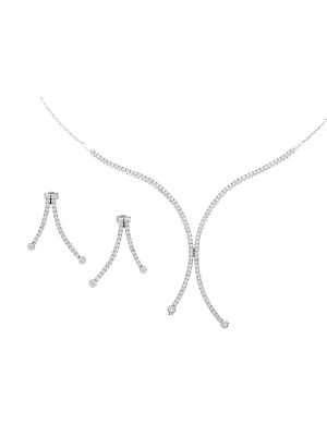 Zilver 925 Set: Ketting + Oorbellen SET-066