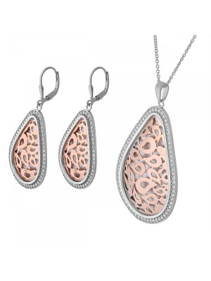 Zilver 925 Set: Ketting-Hanger + Oorbellen SET-068