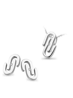 Zilver 925 Set: Ketting-Hanger + Oorbellen SET-5003