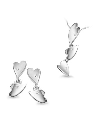 Zilver 925 Set: Ketting-Hanger + Oorbellen SET-5011