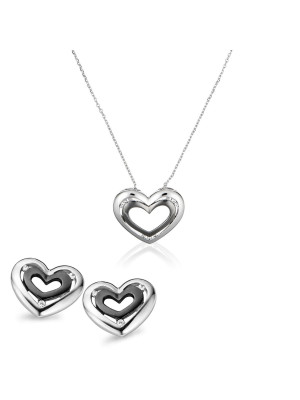 Zilver 925 Set: Ketting-Hanger + Oorbellen SET-5012