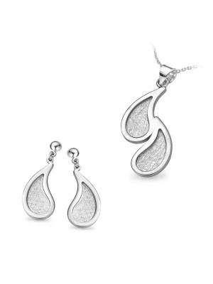 Zilver 925 Set: Ketting-Hanger + Oorbellen SET-5060