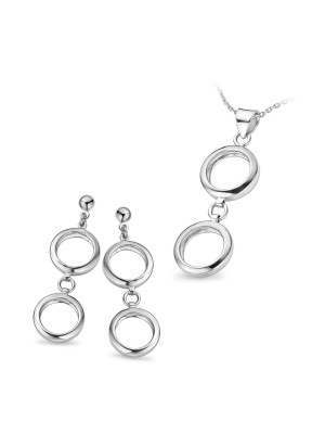 Zilver 925 Set: Ketting-Hanger + Oorbellen SET-5065