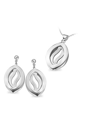 Zilver 925 Set: Ketting-Hanger + Oorbellen SET-5067