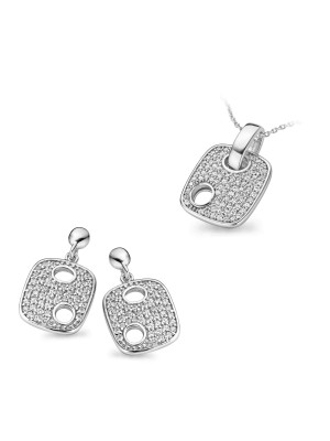 Zilver 925 Set: Ketting-Hanger + Oorbellen SET-5098