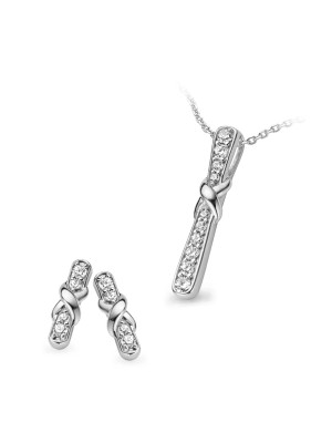 Zilver 925 Set: Ketting-Hanger + Oorbellen SET-5128