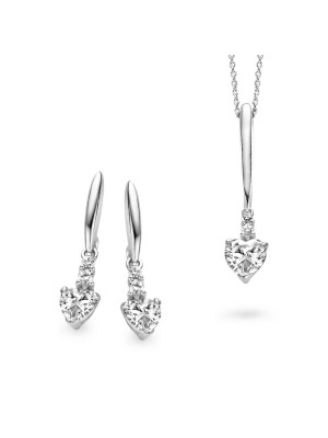 Zilver 925 Set: Ketting-Hanger + Oorbellen SET-5136