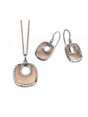 Zilver 925 Set: Ketting-Hanger + Oorbellen SET-5188