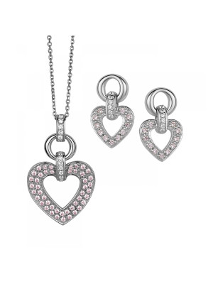 Zilver 925 Set: Ketting-Hanger + Oorbellen SET-5212