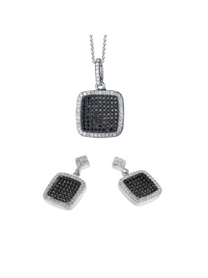 Zilver 925 Set: Ketting-Hanger + Oorbellen SET-5231