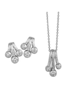 Zilver 925 Set: Ketting-Hanger + Oorbellen SET-5233