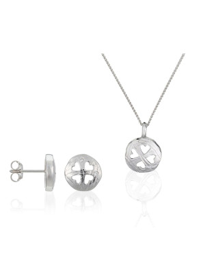 Zilver 925 Set: Ketting-Hanger + Oorbellen SET-5234