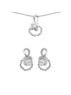 Zilver 925 Set: Ketting-Hanger + Oorbellen SET-5236