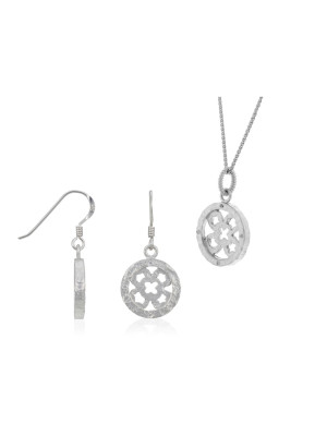 Zilver 925 Set: Ketting-Hanger + Oorbellen SET-5251