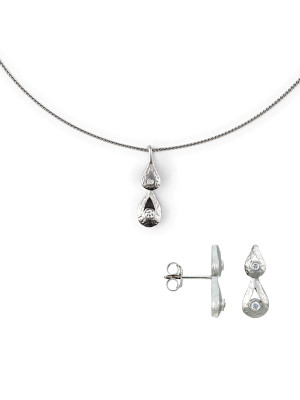 Zilver 925 Set: Ketting-Hanger + Oorbellen SET-5253