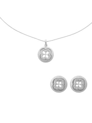 Zilver 925 Set: Ketting-Hanger + Oorbellen SET-5256