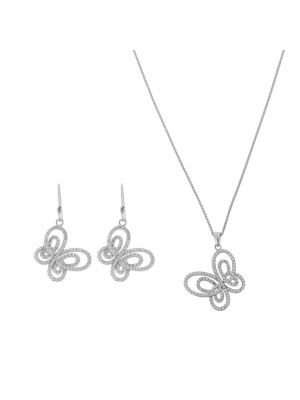 Zilver 925 Set: Ketting-Hanger + Oorbellen SET-5264