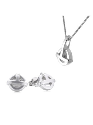 Zilver 925 Set: Ketting-Hanger + Oorbellen SET-5677