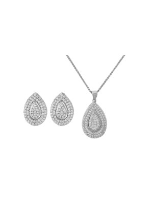 Zilver 925 Set: Ketting-Hanger + Oorbellen SET-5796