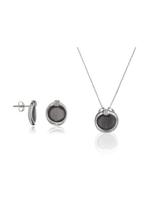 Zilver 925 Set: Ketting-Hanger + Oorbellen SET-5900