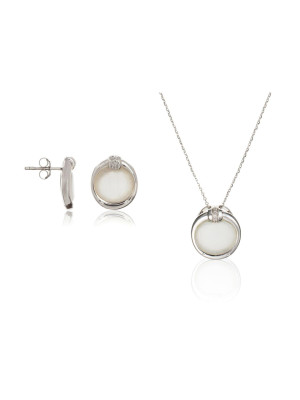 Zilver 925 Set: Ketting-Hanger + Oorbellen SET-5901