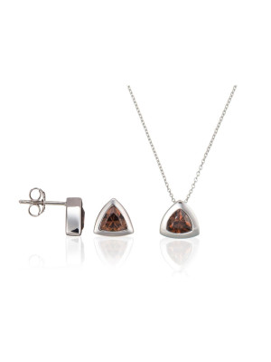 Zilver 925 Set: Ketting-Hanger + Oorbellen SET-5909