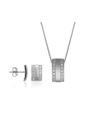 Zilver 925 Set: Ketting-Hanger + Oorbellen SET-5913