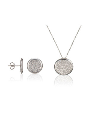 Zilver 925 Set: Ketting-Hanger + Oorbellen SET-5924