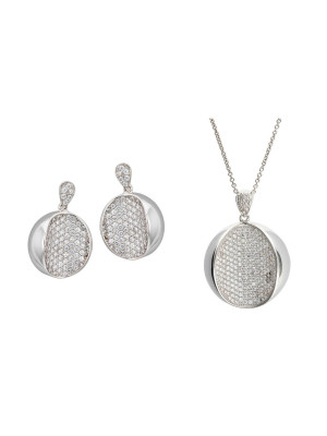 Zilver 925 Set: Ketting-Hanger + Oorbellen SET-5936