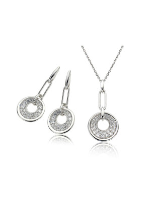 Zilver 925 Set: Ketting-Hanger + Oorbellen SET-5961