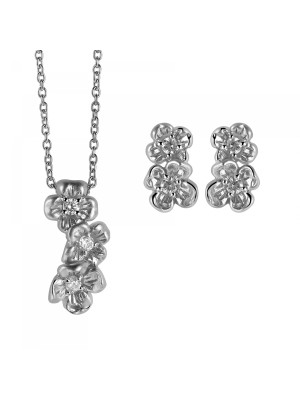 Zilver 925 Set: Ketting-Hanger + Oorbellen SET-6018