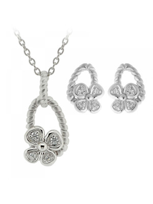 Zilver 925 Set: Ketting-Hanger + Oorbellen SET-6020