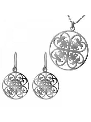 Zilver 925 Set: Ketting-Hanger + Oorbellen SET-6035/3