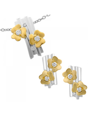 Zilver 925 Set: Ketting-Hanger + Oorbellen SET-6039/1