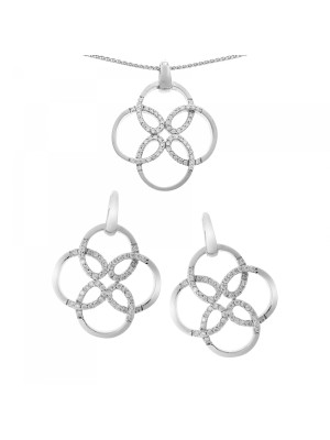 Zilver 925 Set: Ketting-Hanger + Oorbellen SET-6085