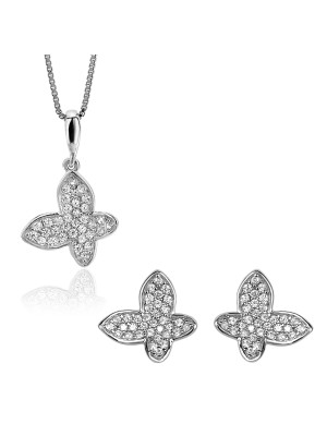 Jolie  Zilver 925 Set: Ketting-Hanger + Oorbellen SET-7044