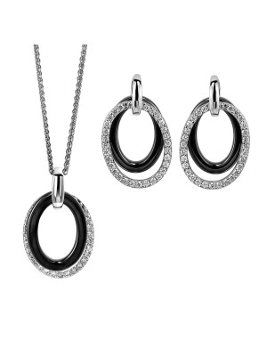 Alvia Zilver 925 Set: Ketting-Hanger + Oorbellen SET-7067