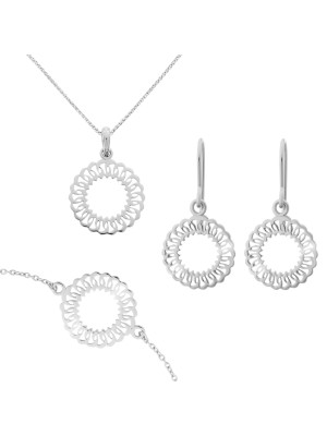 Amada Zilver 925 Set: Armband + Oorbellen + Ketting SET-7075