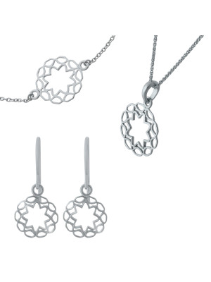 Jasmine Zilver 925 Set: Armband + Oorbellen + Ketting SET-7076