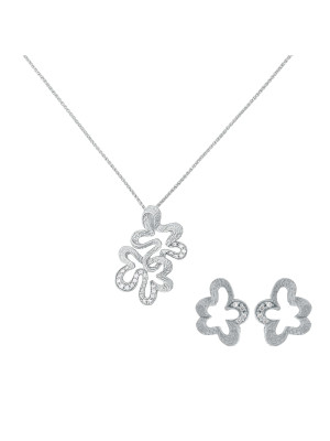 Malenia Zilver 925 Set: Ketting-Hanger + Oorbellen SET-7077