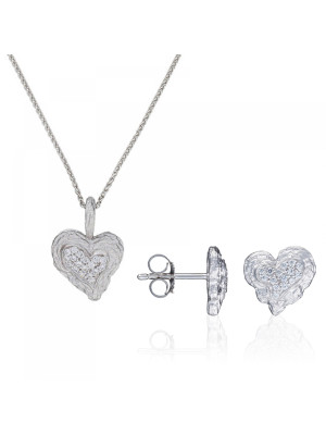 Hazel Zilver 925 Set: Ketting-Hanger + Oorbellen SET-7082