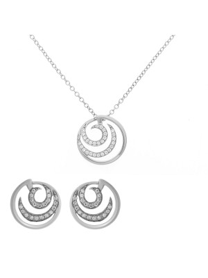 Elaine Zilver 925 Set: Ketting-Hanger + Oorbellen SET-7084