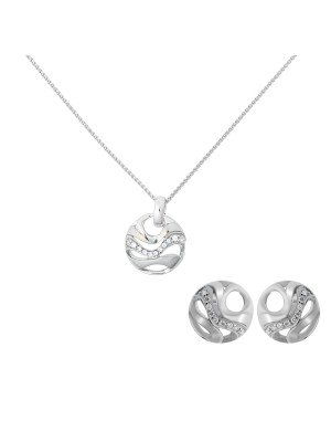 Elvina Zilver 925 Set: Ketting-Hanger + Oorbellen SET-7085