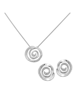 Cora Zilver 925 Set: Ketting-Hanger + Oorbellen SET-7087